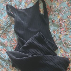 Black Ribbed Sleeveless Dress